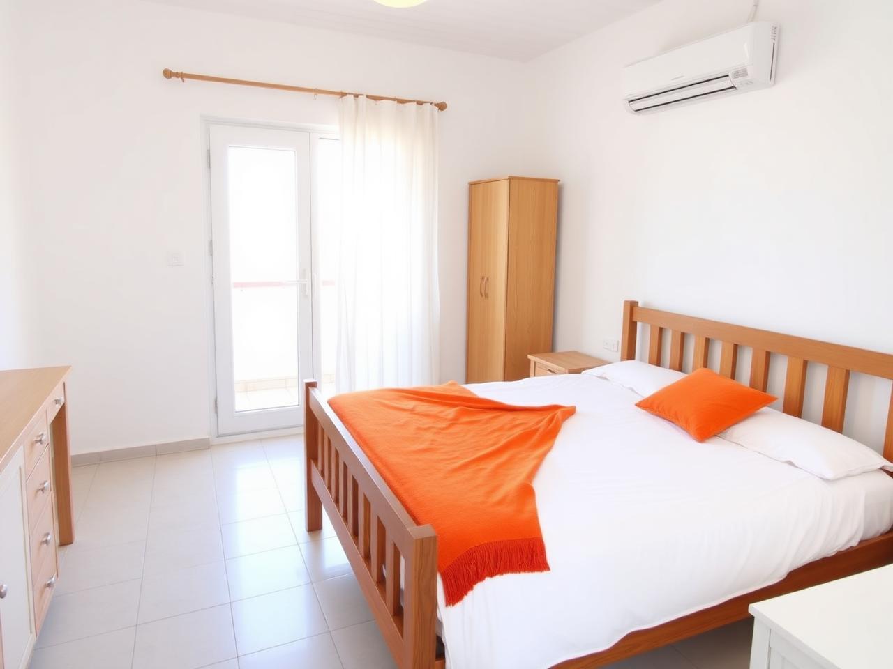 Sample image of a double room with balcony door (AI-generated placeholder)