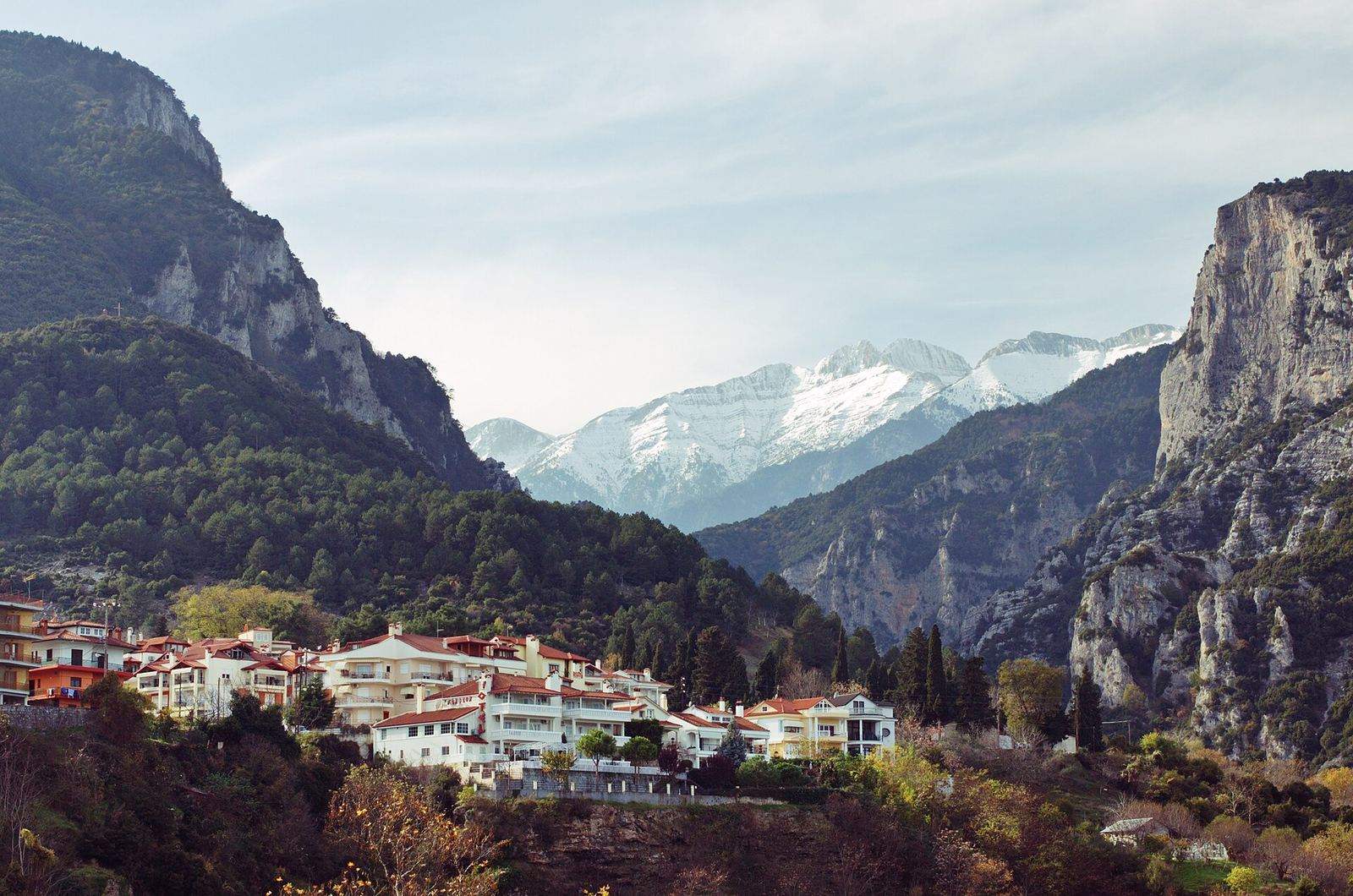 Mount Olympus rising above Litochoro, Pieria